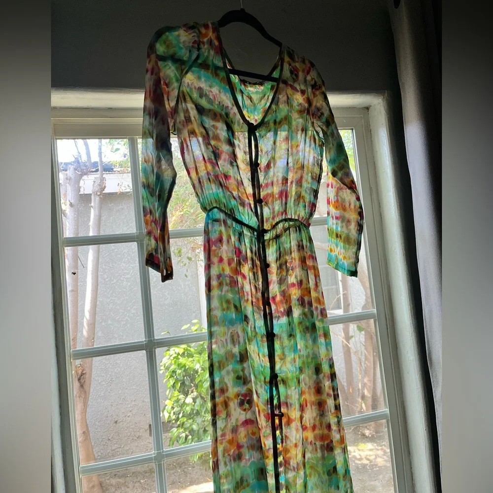 Colorful mesh long cover up dress for women - Picture 4 of 5